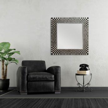 Michelle Handcrafted Square Wall Mirror in Black 100cm