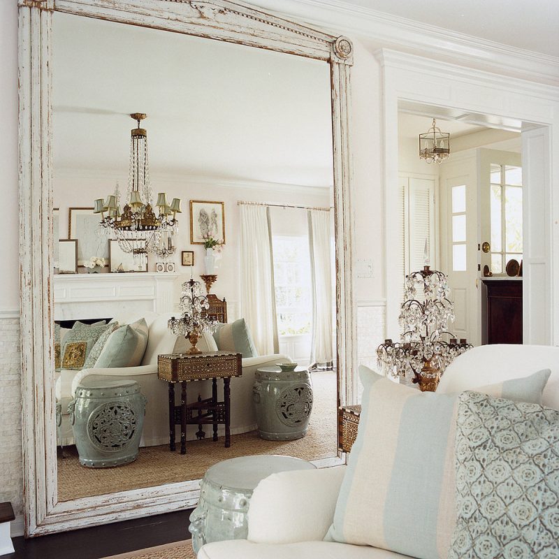 Large White Frame Mirror in White Coloured Room
