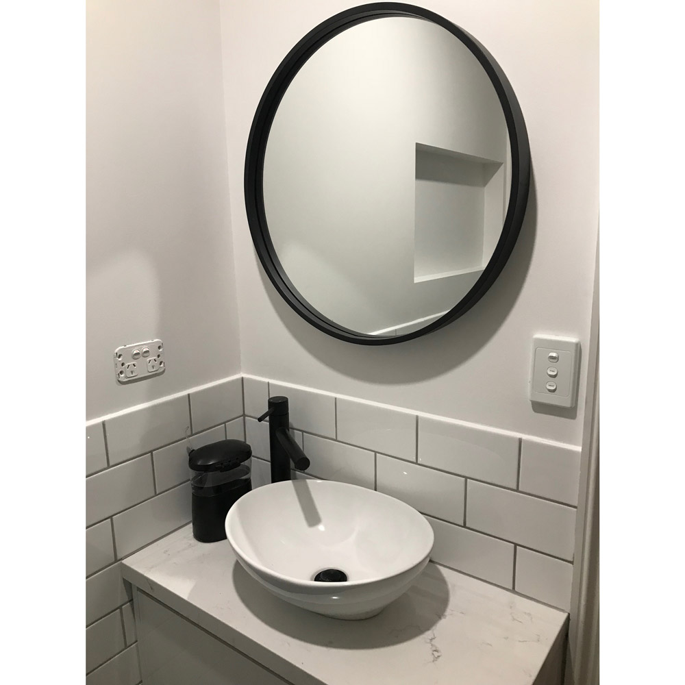 Milan Round Black Metal Frame Bathroom Mirror Luxe Mirrors