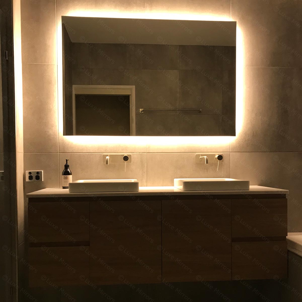 Rear Soft Glow Led Backlit Bathroom Mirror 90 X 75cm Or 120 X 80cm Luxe Mirrors