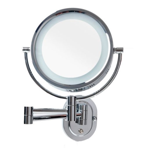 Wall Mounted Round ShavingMake Up Mirror with Light 5x Magnification 20cm