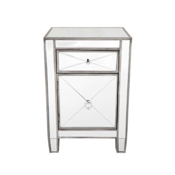 Apolo Antique Silver Mirrored Bedside Table