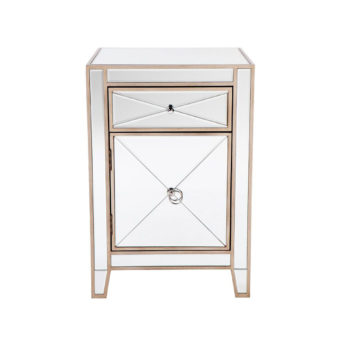 Apolo Antique Gold Mirrored Bedside Table