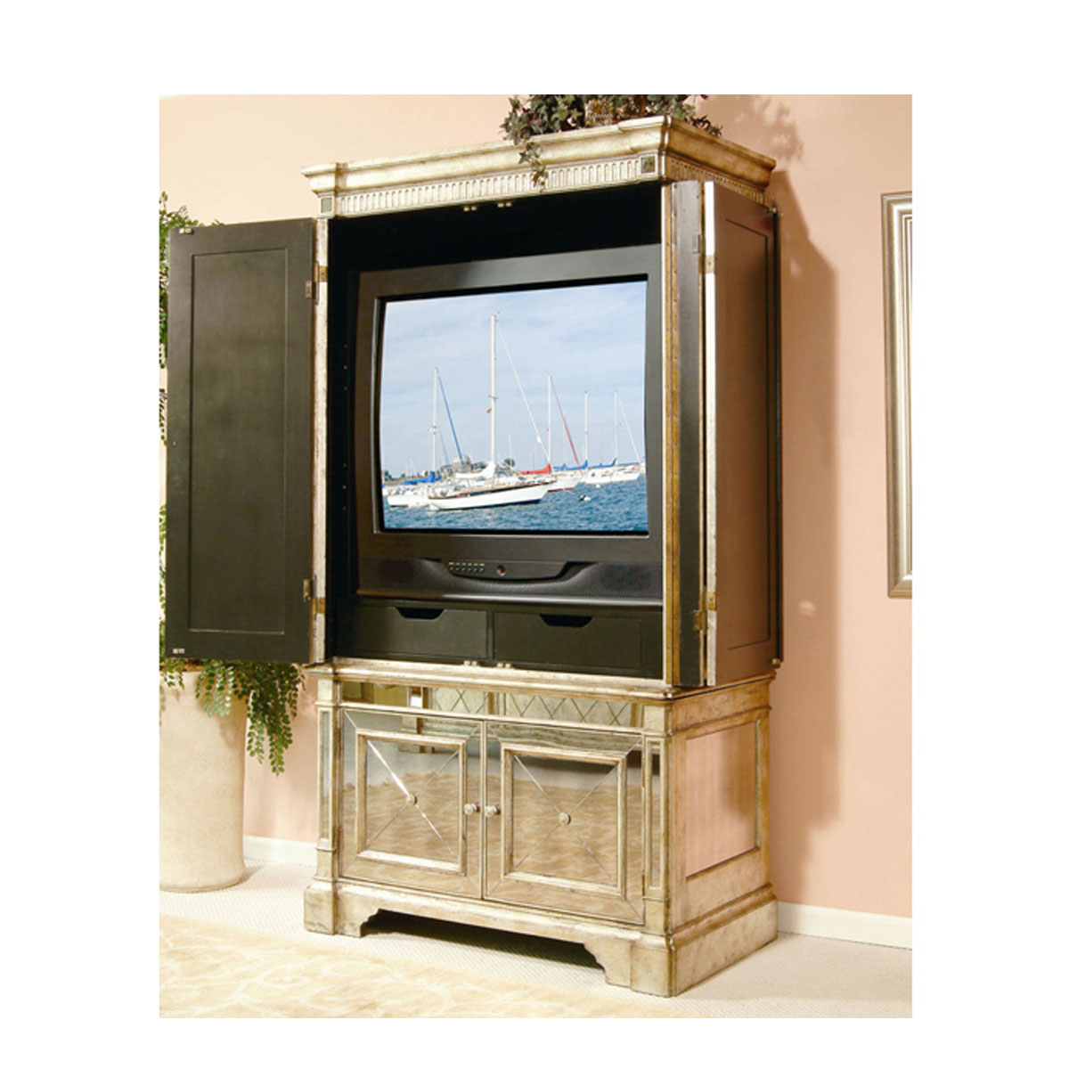 Antique Mirror Armoire Dresser Television Cabinet Luxe Mirrors