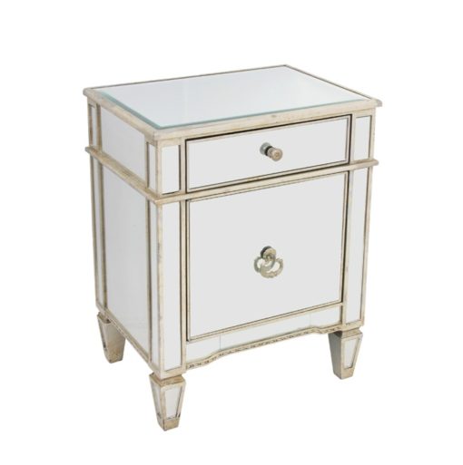 Antique Mirrored Bedside Cabinet