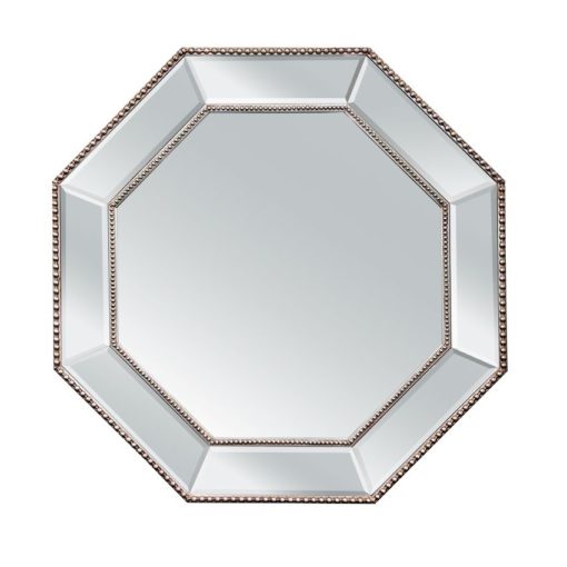 Silver Beaded Hex Wall Mirror