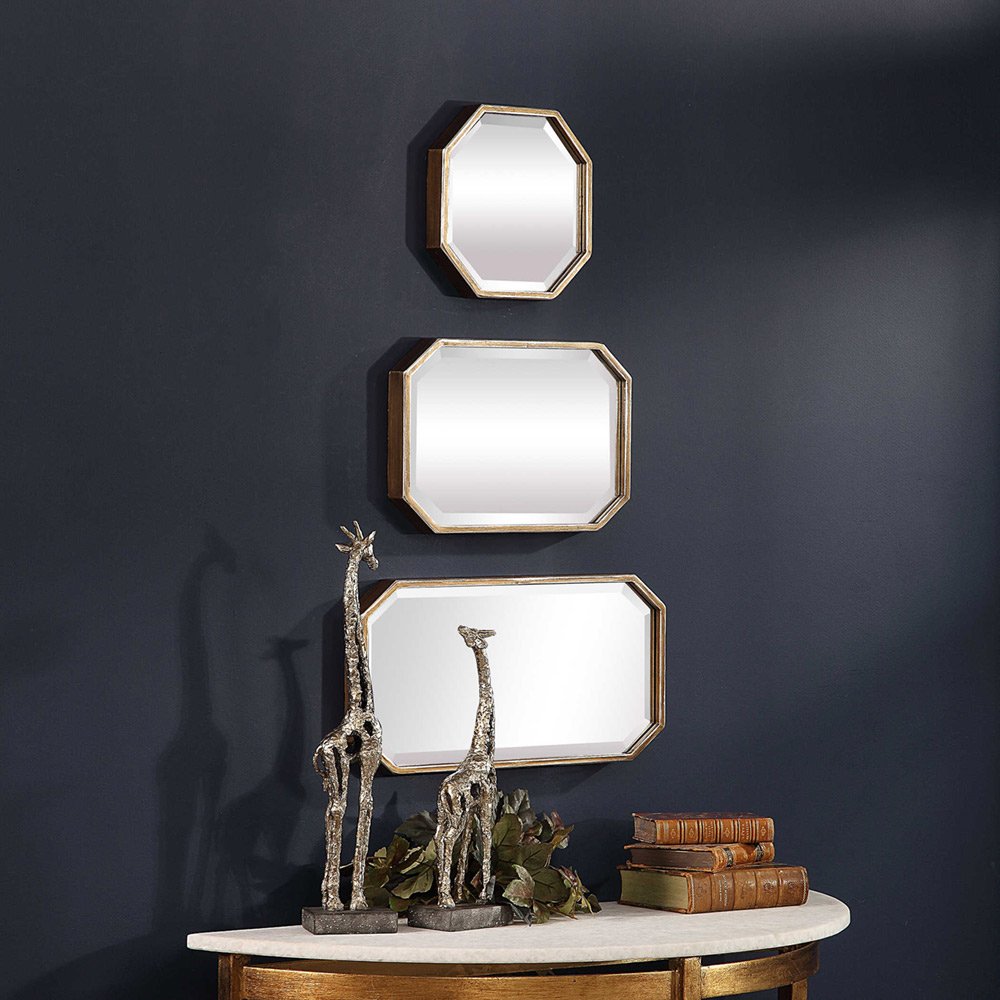 Contemporary Trois Mirrors by Uttermost 25cm x 50cm ( Set of 3 )