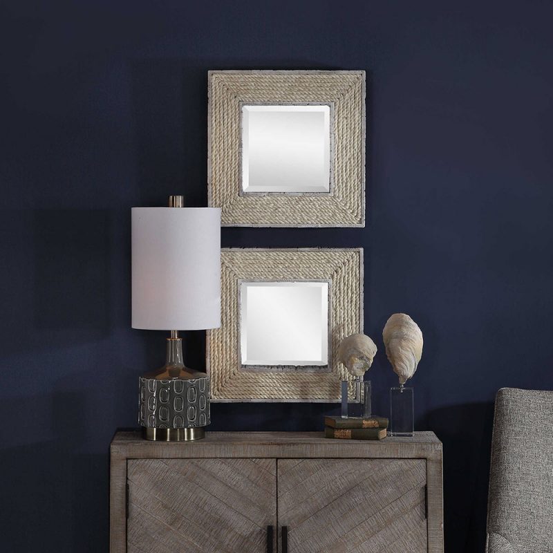 Decorative Cambay Square Mirrors by Uttermost 50cm (Set of 2)