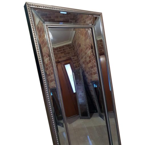 silver beaded cheval dressing mirror