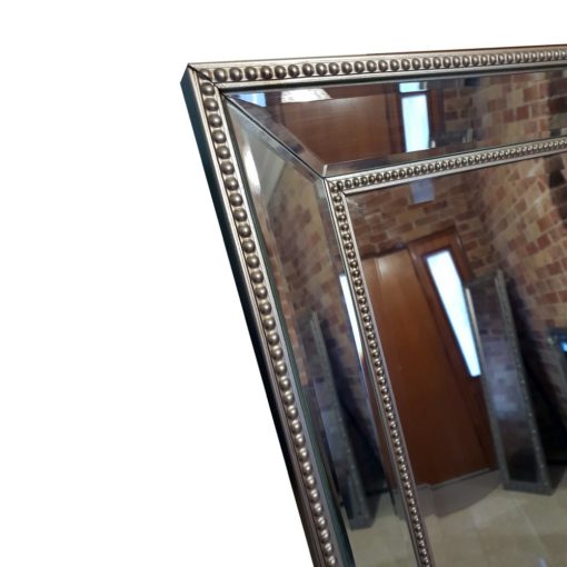 silver beaded cheval dressing mirror