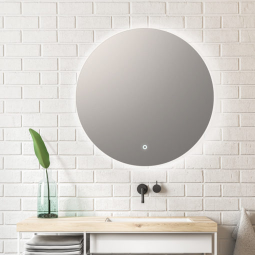 Aurora Round Backlit Bathroom Mirror with Demister 600mm or 800mm