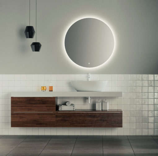 Aurora Round Backlit Bathroom Mirror with Demister 600mm or 800mm
