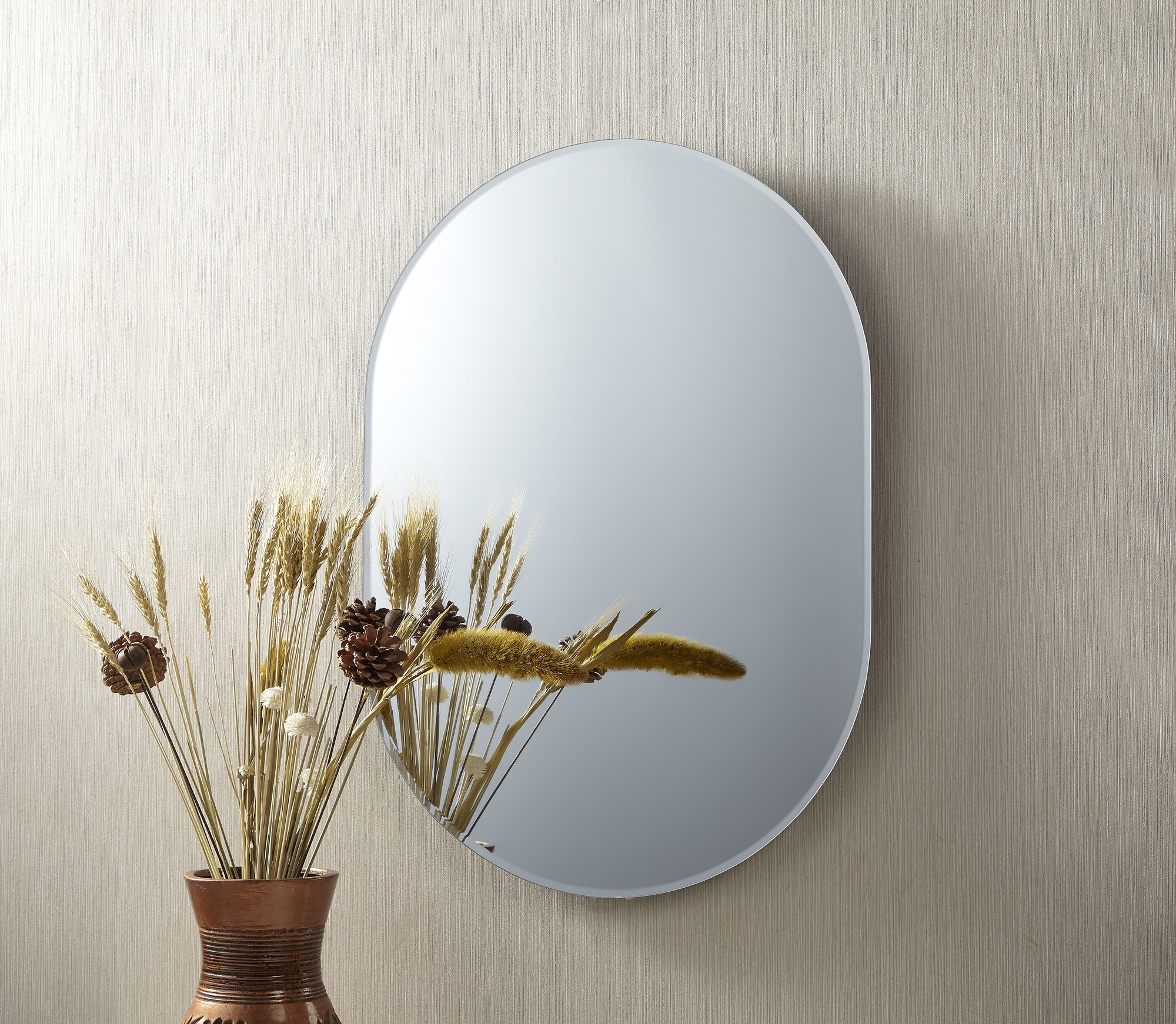 Hardy Frameless Oval Mirror 50cm X 70cm, Frameless Oval Beveled Bathroom Mirror