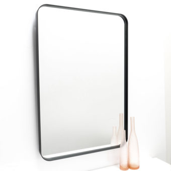 Milan Black Framed Curved Corner Rectangular Bathroom Mirror