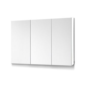 3 Doors Mirrored Wooden Cabinet - White 90 CM x 72 CM