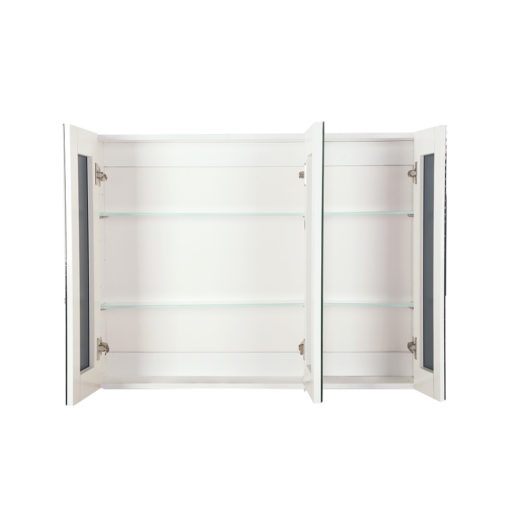 3 Doors Mirrored Wooden Cabinet - White 120 CM x 72 CM