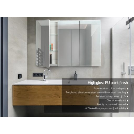 3 Door Mirrored Cabinet - White 120cm x 72cm | Free Delivery French Bathroom Cabinet