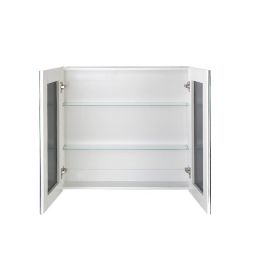 2 Doors Mirrored Wooden Cabinet - White 75 CM x 72 CM