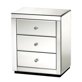 3 Drawer Mirrored Wooden Cabinet - Silver 40 CM x 58 CM