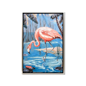 Drinking Flamingo Wall Art Canvas 65 cm X 95 cm