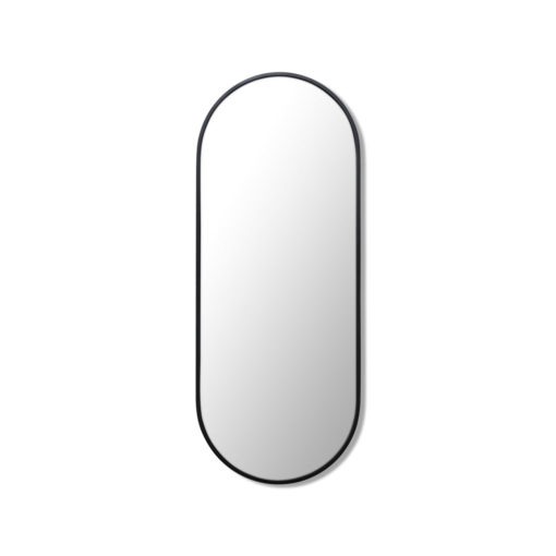 Pill Shape Black Stainless Steel Framed Mirror - 100CM