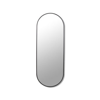 Pill Shape Black Stainless Steel Framed Mirror - 150CM