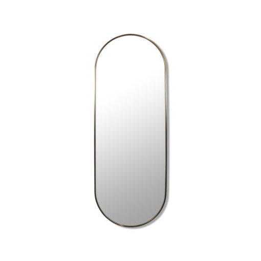 Pill Shape Satin Brass Stainless Steel Framed Mirror - 150CM