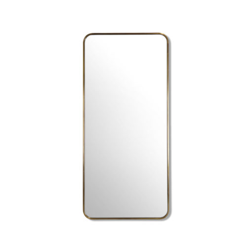 Round Corner Gold Brass Metal Frame Bathroom Mirror