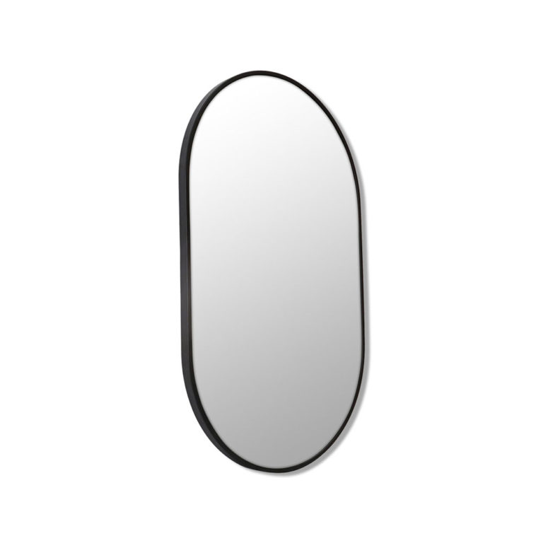 Pill Shape Black Metal Frame Bathroom Mirror | Luxe Mirrors