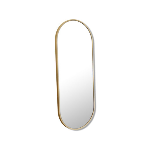 Pill Shape Satin Brass Stainless Steel Framed Mirror - 100CM