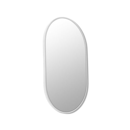 Pill Shape White Stainless Steel Framed Mirror - 90CM