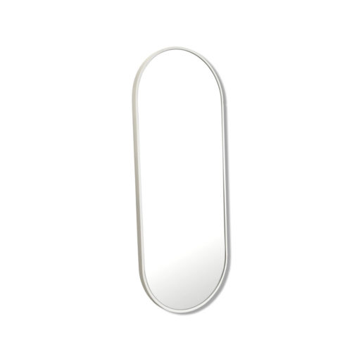 Pill Shape White Stainless Steel Framed Mirror - 100CM