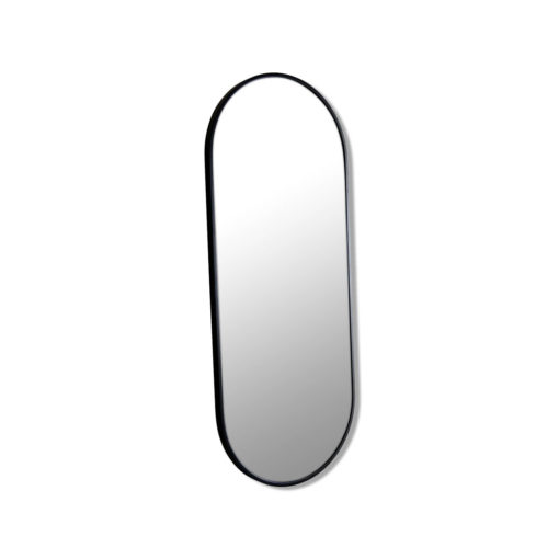 Pill Shape Black Stainless Steel Framed Mirror - 100CM