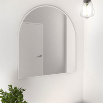 Arch Shape White Stainless Steel Framed Mirror - 80cm x 76cm