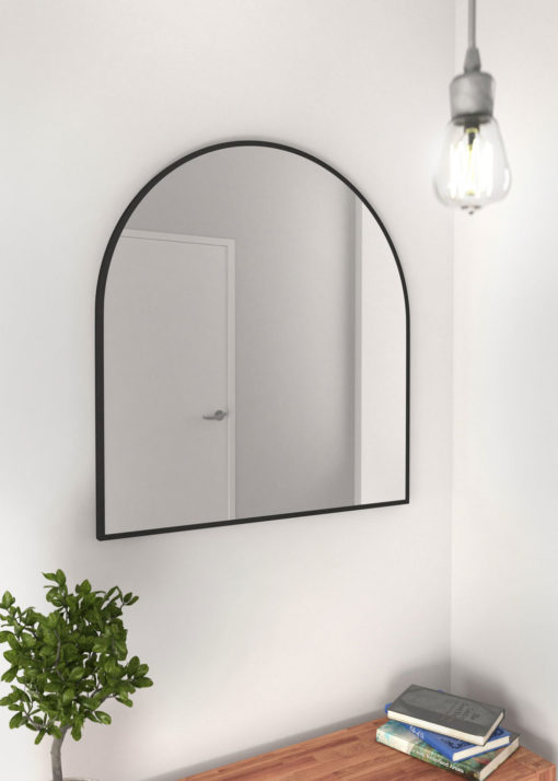 Arch Shape Black Stainless Steel Framed Mirror - 80cm x 76cm