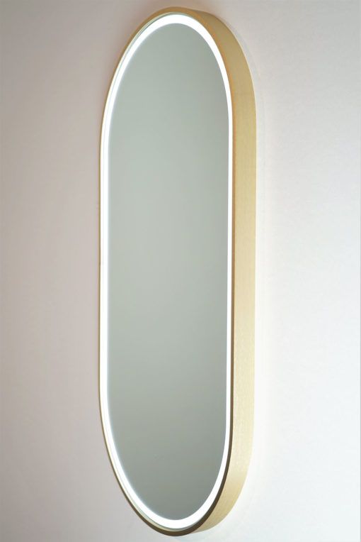 Gatsby Pill Shaped LED with Brushed Brass Frame - 45CM x 90CM