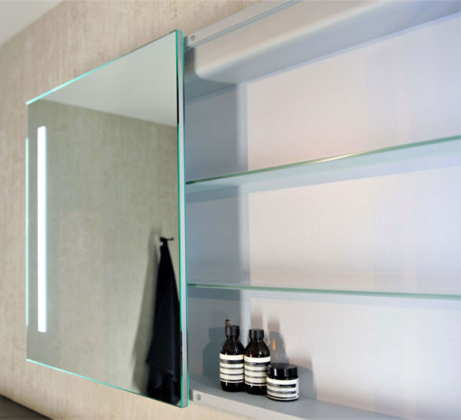 Amber LED Mirrored Cabinet with Demister - (75cm x 70cm), (90cm x 70cm), (120cm x 70cm), or (150cm x 70cm)