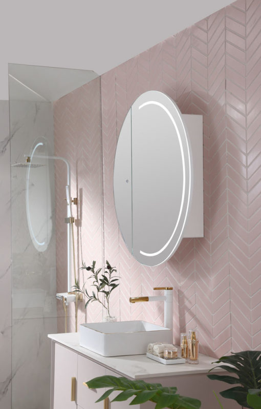 Pearl LED Mirrored Cabinet with Demister - 90cm Dia