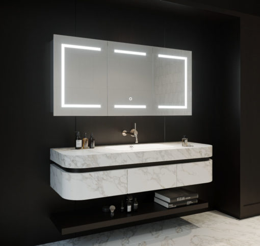 Hapilife LED Mirror Cabinet Illuminated Bathroom Mirror with Sensor Switch LED Light Wall Mount 390 x 500mm Demister Pad 