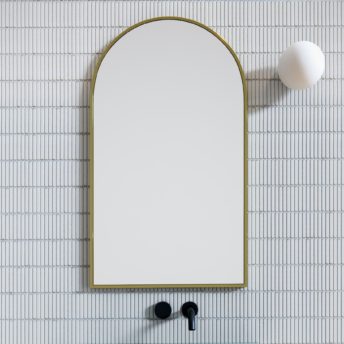 Arched Gold Brass Metal Frame Bathroom Mirror - 96cm x 56cm