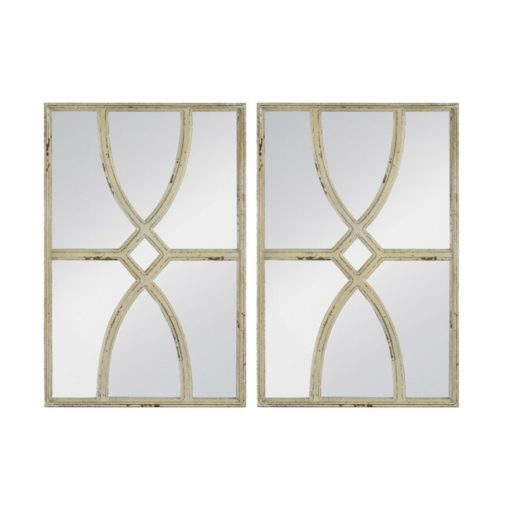 Sebi Carved Antique White Wall Mirrors (Set of 2)