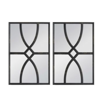 Sebi Carved Distressed Black Wall Mirrors (Set of 2)