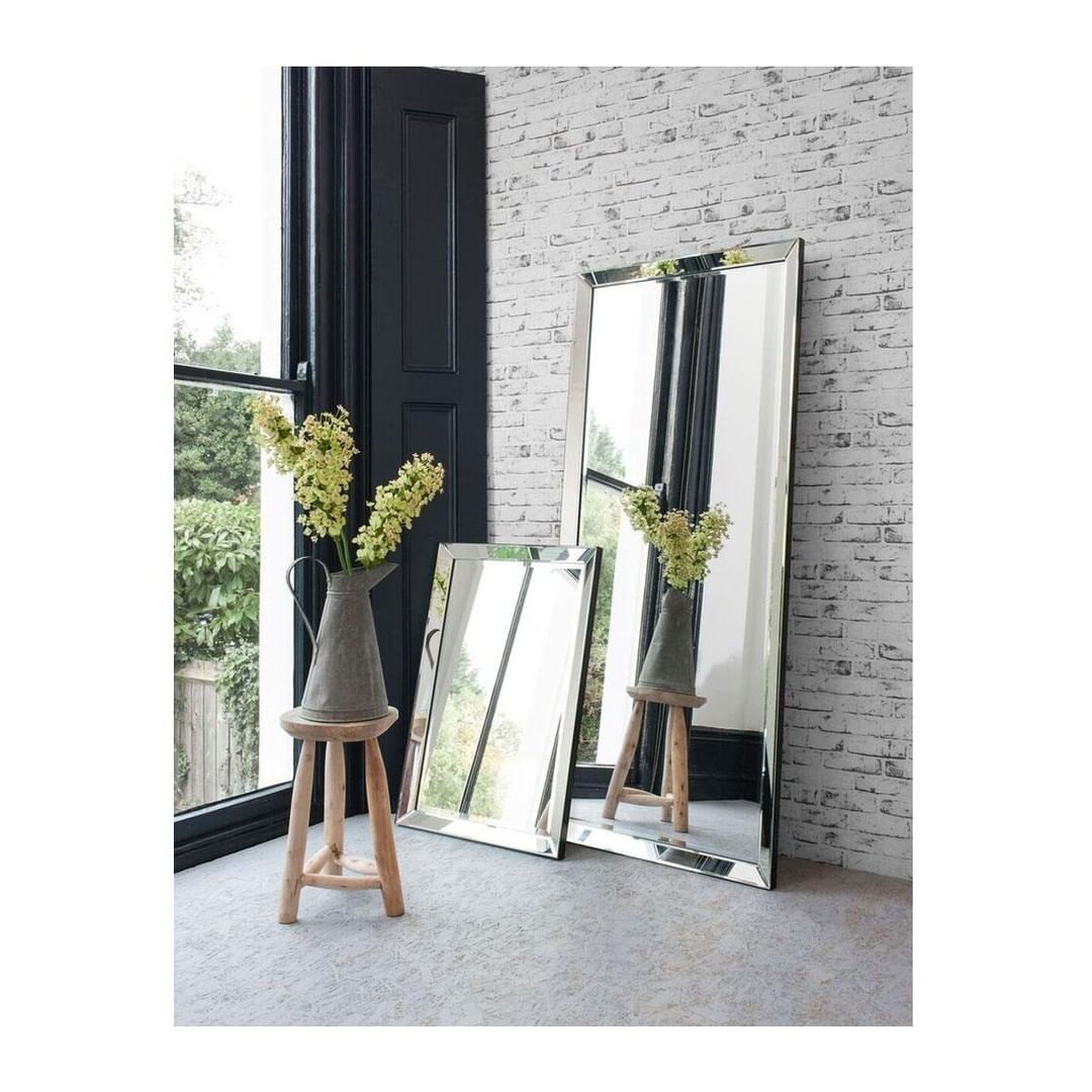 Silver Leaner Mirror with bevelled mirror frame