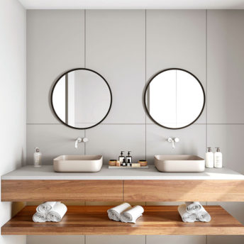 Luxe Madrid Black Round Metal Frame Bathroom Mirror - 2 Sizes