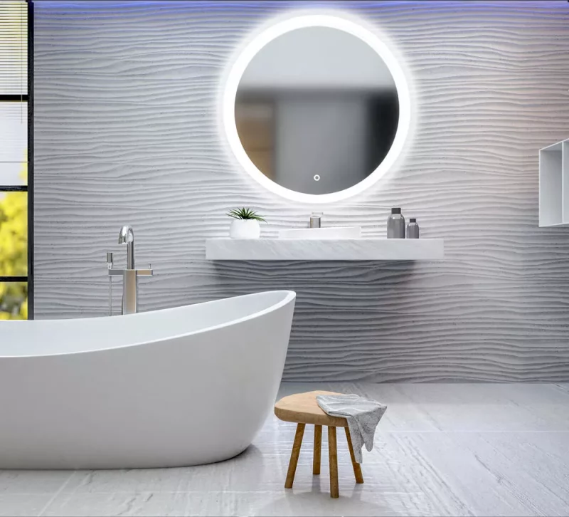 Round LED Bathroom Mirror with Demister