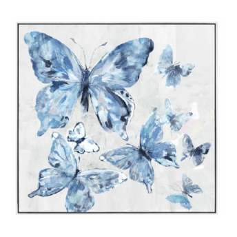 Blue Butterfly Wall Art Canvas 80cm