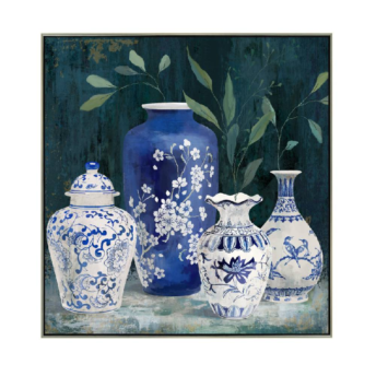 White And Blue Vase A Wall Art Canvas 80CM x 80CM