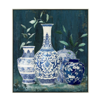 White And Blue Vase B Wall Art Canvas 80CM x 80CM