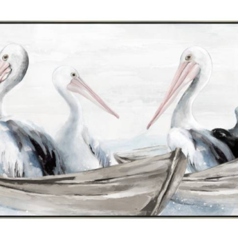 Pelicans In The Sea Wall Art Canvas