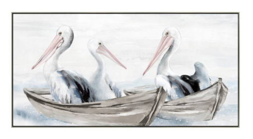 Pelicans In The Sea Wall Art Canvas